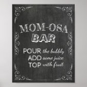 Baby shower MOM-OSA BAR White Flowers Chalkboard Poster (Voorkant)