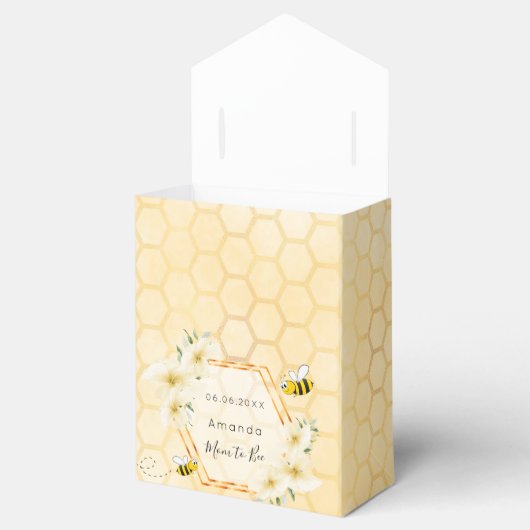 Baby shower 'mom to bee' geel bloemmotief bedankje bedankdoosjes (Geopend)