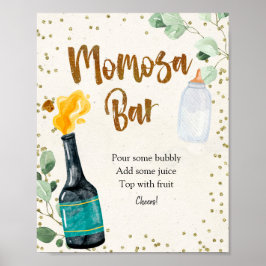 Baby shower Momosa-balk met flessen Poster