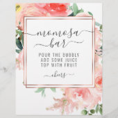 Baby shower Momosa Bar Peral Koral Floral Sign FL Flyer (Voorkant)
