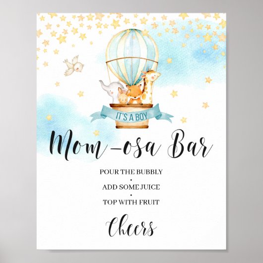 Baby shower momosa bar sign heteluchtballon poster (Voorkant)