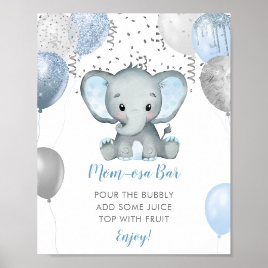 Baby shower Momosa Bar Waterverf Poster (Voorkant)