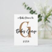 Baby shower monogram aangepaste naam minimaal briefkaart (Staand voorkant)