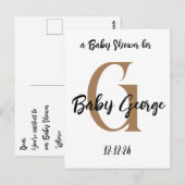 Baby shower monogram aangepaste naam minimaal briefkaart (Voorkant / Achterkant)