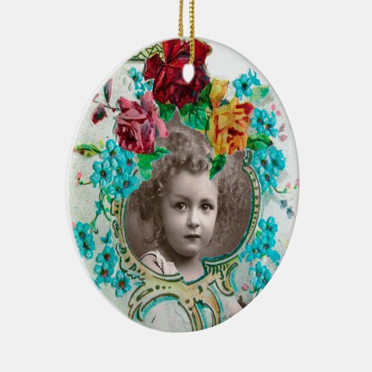 BABY SHOWER Monogram Blue Aquamarine PhotoTemplate Keramisch Ornament (Rechts)