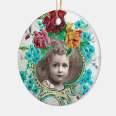 BABY SHOWER Monogram Blue Aquamarine PhotoTemplate Keramisch Ornament (Links)