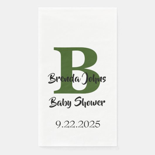 Baby shower Monogram Bos Groen Oerwoud Thema Servet (Voorkant)