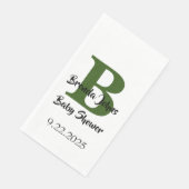 Baby shower Monogram Bos Groen Oerwoud Thema Servet (Hoek)