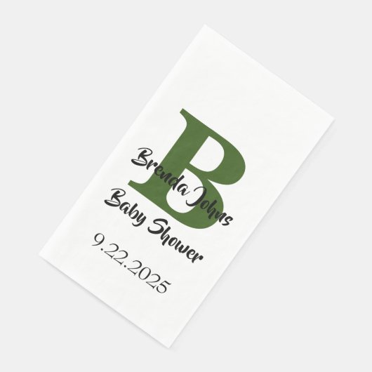 Baby shower Monogram Bos Groen Oerwoud Thema Servet (Hoek)