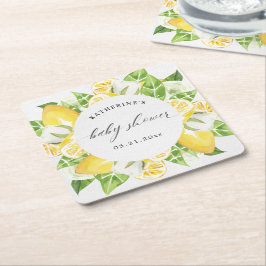 baby shower monogram citrusvruchten - citrusbloem kartonnen onderzetters