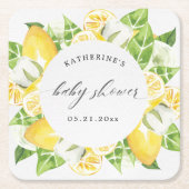 baby shower monogram citrusvruchten - citrusbloem kartonnen onderzetters (Voorkant)
