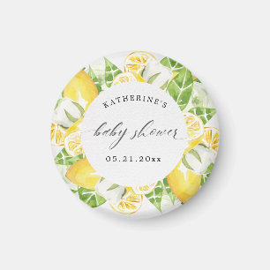 baby shower monogram citrusvruchten - citrusbloem magneet