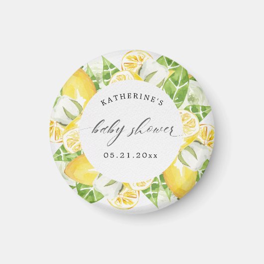 baby shower monogram citrusvruchten - citrusbloem magneet (Voorkant)