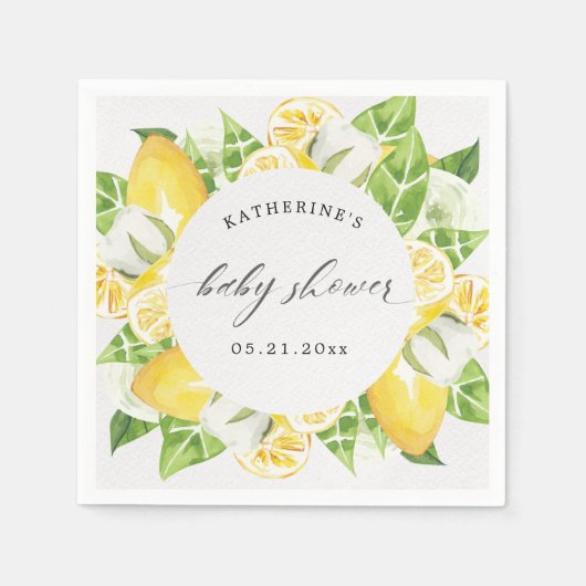 baby shower monogram citrusvruchten - citrusbloem servet (Voorkant)