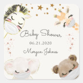 baby shower monogram dierlijk gezichtsmasker vierkante sticker (Voorkant)