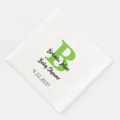 Baby shower Monogram Naam Groen Oerwoud Thema Servet (Hoek)