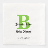 Baby shower Monogram Naam Groen Oerwoud Thema Servet (Voorkant)