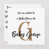 Baby shower monogram naam minimaal eenvoudig kaart (Voorkant / Achterkant)
