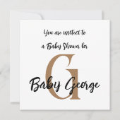 Baby shower monogram naam minimaal eenvoudig kaart (Voorkant)