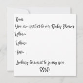 Baby shower monogram naam minimaal uitnodigen kaart (Achterkant)