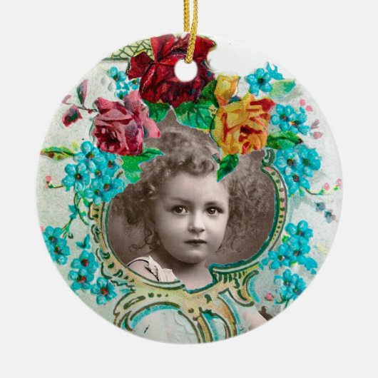 BABY SHOWER Monogram Roze Amethyst Fotosjabloon Keramisch Ornament (Voorkant)