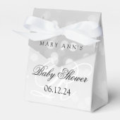 Baby shower Monogram Silver Bokeh Sparkle Lights Bedankdoosjes (Voorkant Zijde)