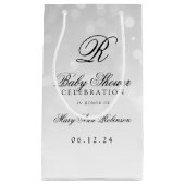 baby shower monogram Silver Bokeh Sparkle Lights Klein Cadeauzakje (Voorkant)