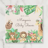 baby shower monogram tropische safari dieren bedankjes labels (Voorkant)