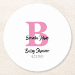 Baby shower Monogrammen Roze Wit Schattige Eenvoud Ronde Kartonnen Onderzetter<br><div class="desc">Ontworpen met tekst sjablonen voor monogrammed initiaal & naam die u kunt aanpassen! Geweldig voor het baby shower feest,  maar je kunt de tekst ook bewerken voor een ander evenement!</div>
