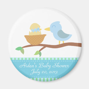 Baby Shower: Mooie blauwe vogel met pas uitgekomen Magneet