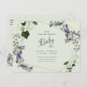 Baby shower mooie lavendel uitnodiging briefkaart (Voorkant / Achterkant)