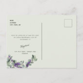 Baby shower mooie lavendel uitnodiging briefkaart (Achterkant)