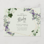 Baby shower mooie lavendel uitnodiging briefkaart (Voorkant)