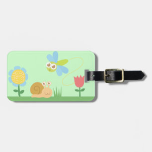 Baby Shower: Mooie Libel & Slak in een tuin Bagagelabel
