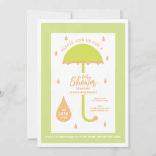 Baby Shower Mooie Paraplu Perzik & Groen Kaart