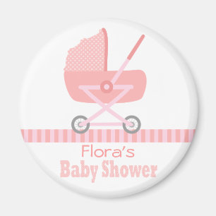 Baby Shower: Mooie roze baby kinderwagen Magneet