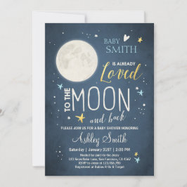 Baby shower Moon and Stars Boy Blue Baby shower Kaart