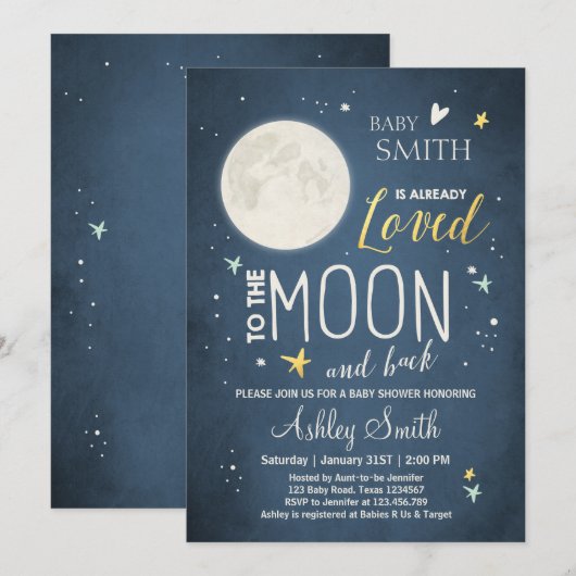 Baby shower Moon and Stars Space Galaxy Shower Kaart (Voorkant / Achterkant)