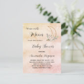 Baby shower Moon blush roos Gold girl Uitnodiging Briefkaart (Staand voorkant)