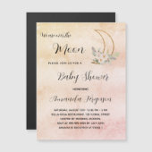 Baby shower moon blush roos gouden luxe magnetische uitnodiging (Voorkant / Achterkant)