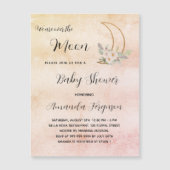 Baby shower moon blush roos gouden luxe magnetische uitnodiging (Voorkant)
