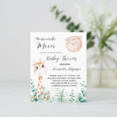Baby shower Moon Giraffe leuke uitnodiging (Staand voorkant)