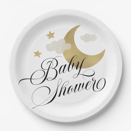 baby shower Moon Stars en Clouds Papieren Bordje (Voorkant)