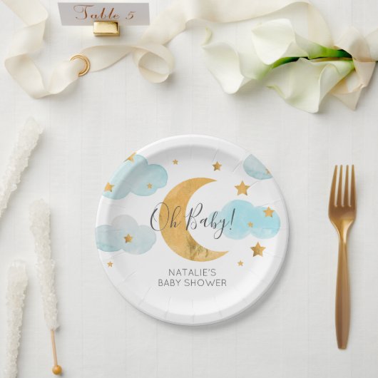 Baby Shower Moon & Stars Papieren Bordje (Huwelijk)