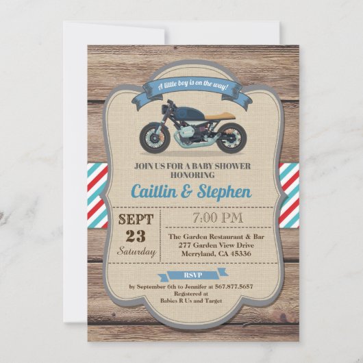  baby shower motorfiets. Bike Kaart (Voorkant)