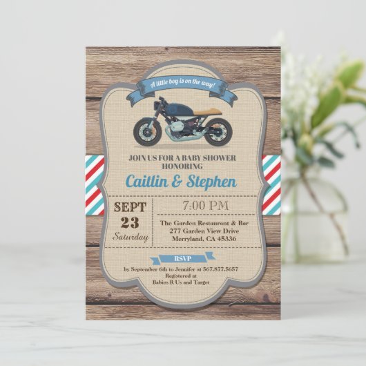  baby shower motorfiets. Bike Kaart (Staand voorkant)
