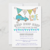 Baby shower motorrijden onder vlaggen kaart (Voorkant)