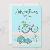 Baby shower motorrijden onder vlaggen kaart (Achterkant)