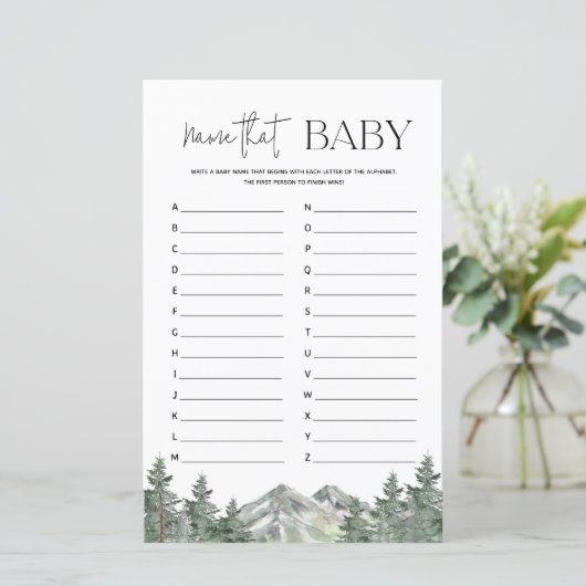 Baby shower Mountain Woodland Name dat Baby (Staand voorkant)