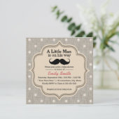 baby shower Mustache Boy Rustic Polka Dots Kaart (Staand voorkant)